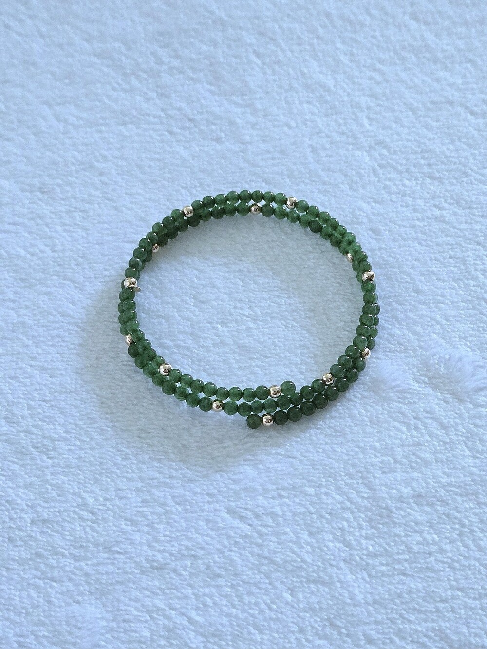Green💚 Jade and 14K Gold💛 Beads Wrap Bracelet - NWT